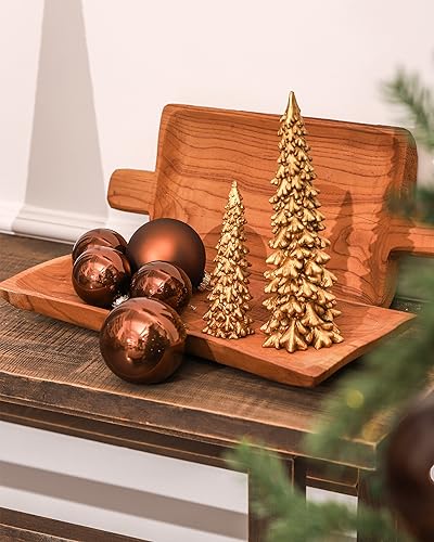 9-Piece Brown Glass Christmas Ornament Set, 3.15-Inch Hanging Baubles