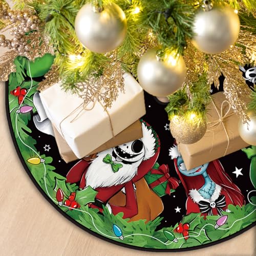 48-Inch Christmas Tree Skirt - Double-Layer Printed Holiday Tree Base Cover