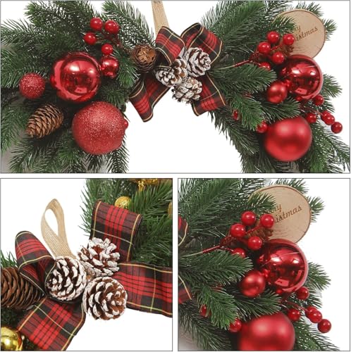 HiiARug 21 Inch Red Berry Christmas Swag Set of 2 - Artificial Holiday Wreaths for Front Door & Mantel Decor