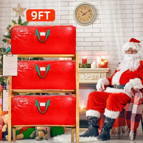 Large Christmas Tree Storage Bag for 9 Foot Trees Waterproof Red