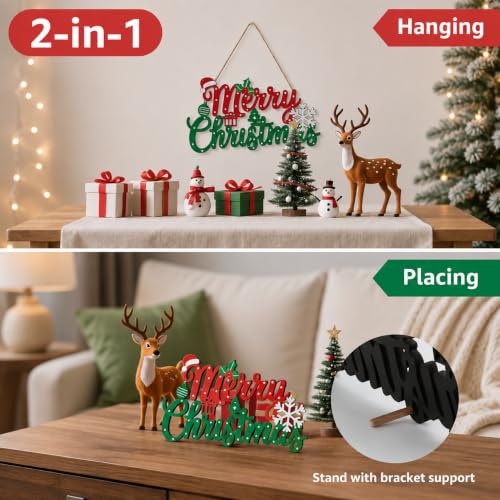 Christmas Wooden Sign - Festive Holiday Decor for Front Door, Wall or Tabletop