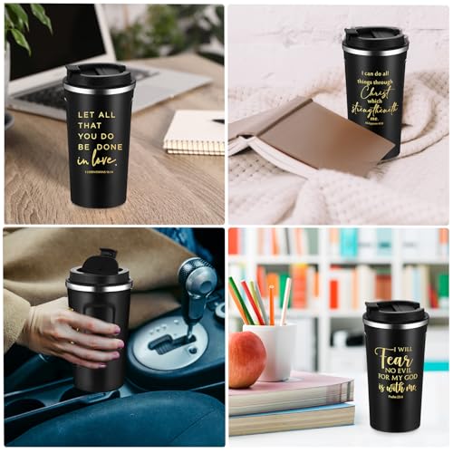 Meanplan 20oz x10 Pack Bible Verse Tumbler Set, Black with Lids, 17oz Capacity