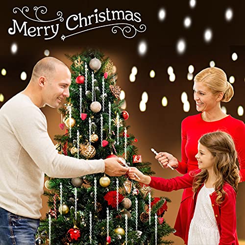 30 Pcs Christmas Plastic Icicle Twisted Plastic Icicle Ornaments Christmas Tree Hanging Decoration and Holiday Xmas Party Wedding Hanging(7.8 Inch,Clear)