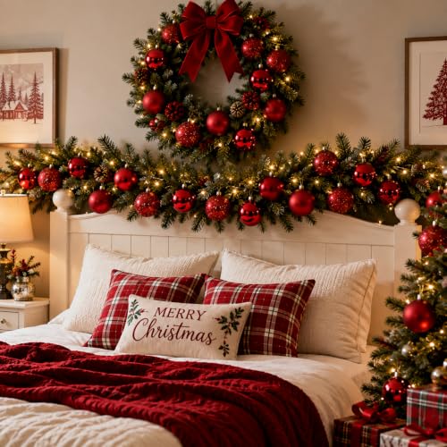 Soulchen 20 Pcs Red 2.75" Christmas Ball Ornaments – Burgundy Shatterproof, Glossy/Matte/Glitter/Sequin Finishes