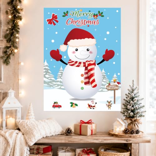Christmas Snowman Pin the Nose on the Snowman Game with 36 Nose Stickers - Includes Blindfolds (Variation: Christmas Snowman)