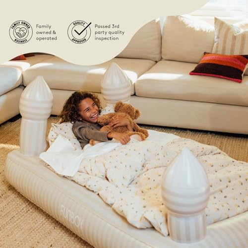 Kids Inflatable Air Mattress with Carrying Bag, Soft Flocked Travel Bed