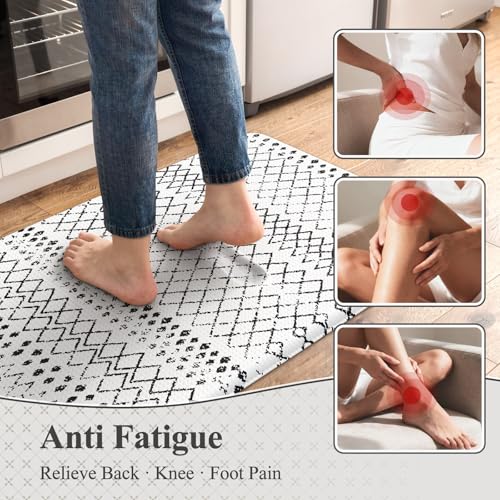 2-Piece Cushioned Anti-Fatigue Kitchen Mat Set, Waterproof Non-Slip Rugs
