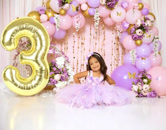 Numbers Balloon - 40 Inch Large Light Gold 3 Balloon for Birthday Decor | Perfect for Three-Year-Old Celebrations