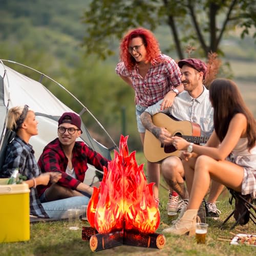 3D Cardboard Campfire Decor - 16 x 13 Inch Fake Bonfire for Kids Parties
