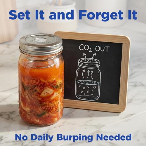 Fermentation Kit for Wide-Mouth Mason Jars with Venting Lids and Weights