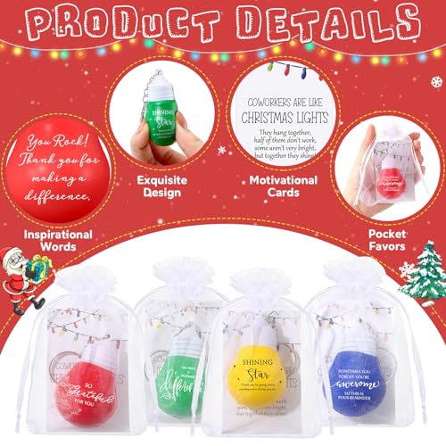 Landical Christmas Coworker Gift Set with 40 Light Bulb Keychains & Cards, 10 Styles