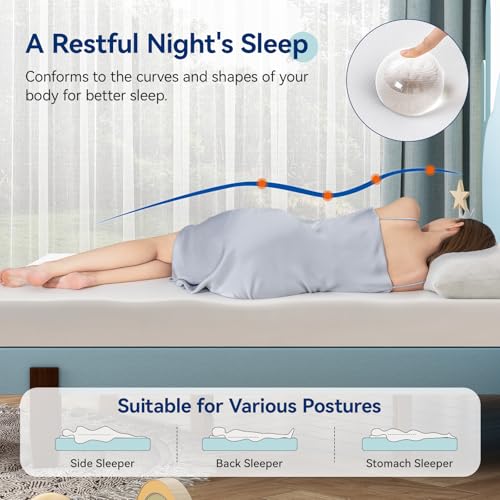 6-Inch Gel Memory Foam Twin Mattress - Soft Plush Feel, Breathable