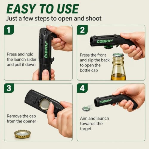 Shuirexue Cap Gun Bottle Opener 3-in-1 Party Favors, BBQ & Bar Accessory