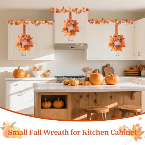 2-Pack Mini Fall Wreaths with Plaid Ribbons - Candle Ring Decor for Table
