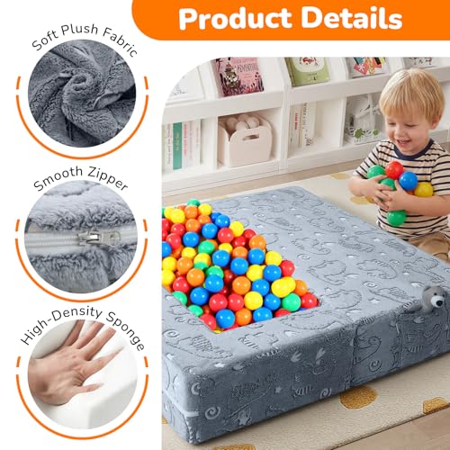Modular Glow-in-the-Dark Dinosaur Foam Play Couch for Toddlers