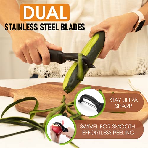 Swivel Vegetable Peeler with Soft Grip Handle & Stainless Steel Blades