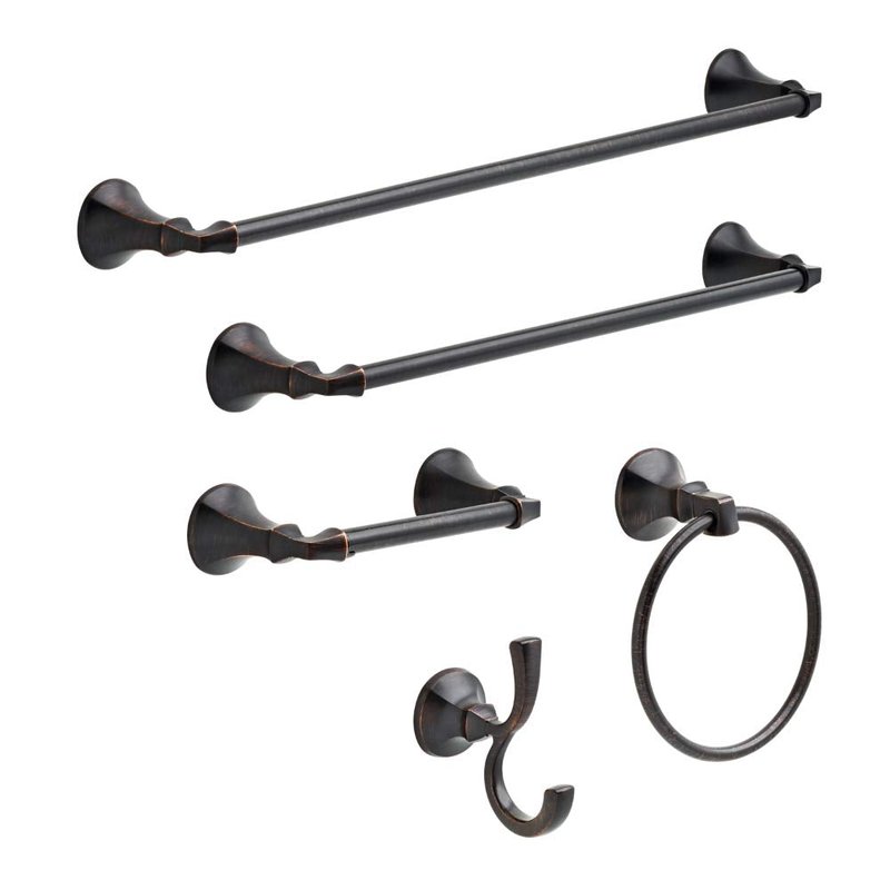 DELTA FAUCET Rubber Limited 76418-RB Ashlyn 18-in Wall Mount Towel Bar Bath Hardware Accessory in Venetian Bronze