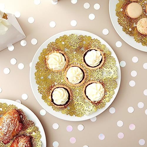 Gold 10 Inch Paper Doilies, 60-Pack Round Lace Placemats for Wedding & Table Decor