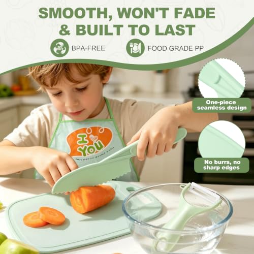 17-Piece Safe Toddler Cooking Set with Storage Basket and Apron
