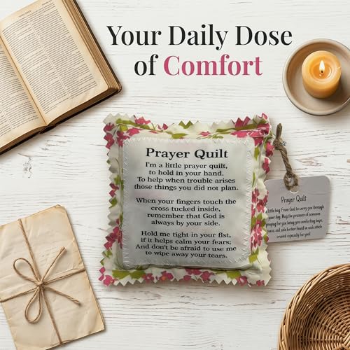 Handmade Pocket Prayer Quilt with Hidden Cross - Mini Spiritual Gift