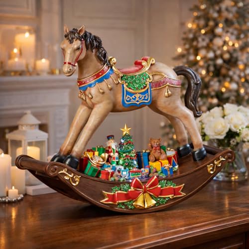 Musical LED Rocking Horse Christmas Centerpiece - Light-Up Tabletop Decor
