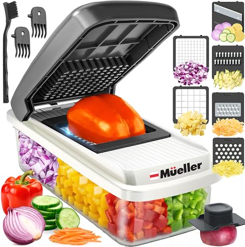 Vegetable Chopper and Mandoline Slicer - Food Dicer with Container & 6 Blades