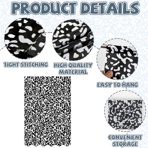 6-Piece Composition Notebook Curtains, Black and White Classroom Valances