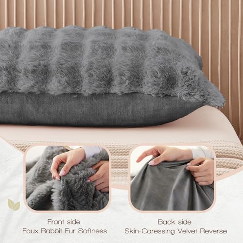 Fluffy Faux Fur Body Pillow for Adults | Adjustable Support, 20x54 Inch