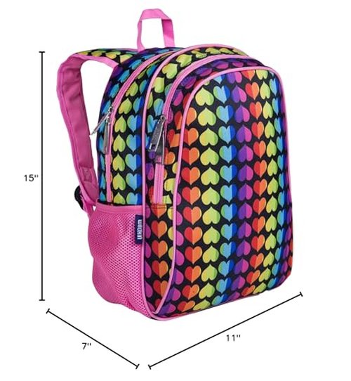 Wildkin 15 Inch Kids Backpack Bundle with Lunch Bag (Rainbow Hearts)
