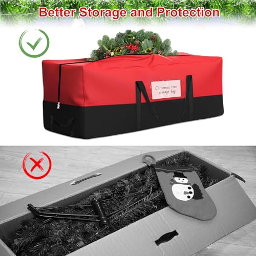 Doacpcr Blackred 8 Ft Heavy-Duty Christmas Tree Storage Bag with Reinforced Handles