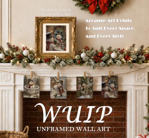 Wuip Snowman Christmas Wall Art Decor Set of 4 - Winter Bathroom & Home