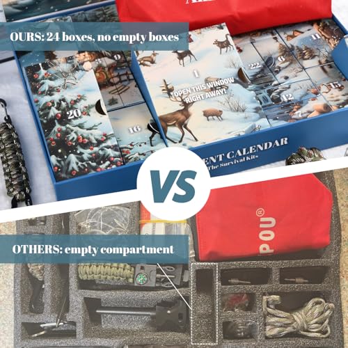 24-Day Survival Gear Advent Calendar - Tactical Camping Tools Countdown Kit