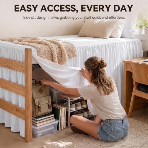 Twin XL Split Corner Bed Skirt - 36 Inch Drop for College Dorm Beds