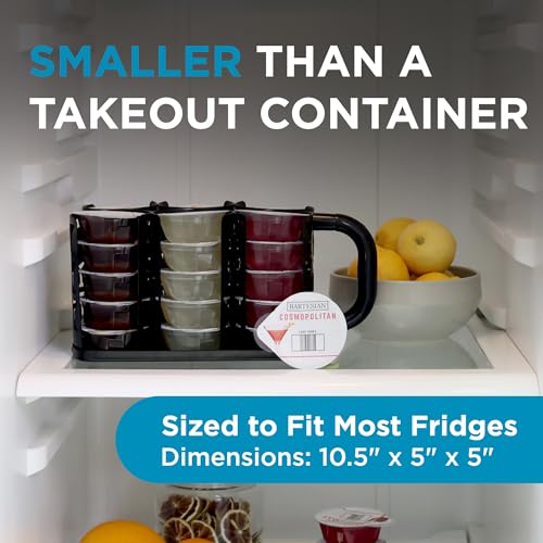 Bartesian Fridge Cocktail Capsule Carrier - Portable Storage Organizer for 30 Mixology Capsules - Stainless Steel Refrigerator Rack Dispenser for Cocktail Maker Machine - 10.5" x 5" x 5"