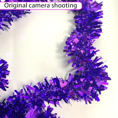 33ft Purple Metallic Tinsel Garland, 3.5-Inch Thick Holiday Decor