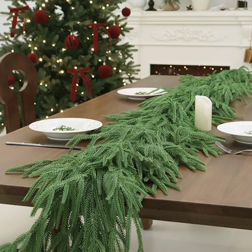 6FT 2PCS Norfolk Pine Garland Real Touch Christmas Decor - Senjie