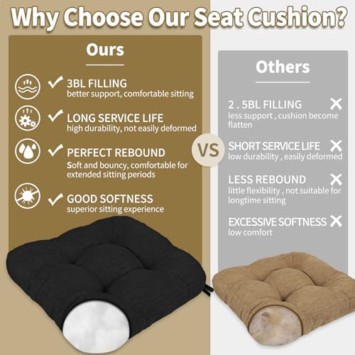 Non-Slip Rocking Chair Cushion Set with Back Pillow and Seat Pad, Black
