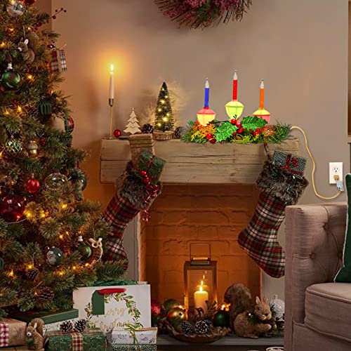 Doratale 3 Lights Bubble Light Centerpiece – Multicolor Plug-In Window Candles (4 Bulbs + 1 Spare) 9" x 3" x 7"