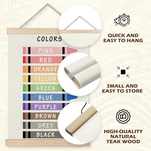 Supwhd Shapes and Colors Learning Posters 12x16 Set with Hanger Frame