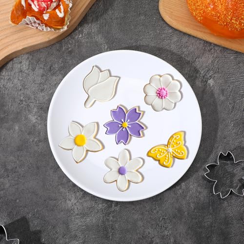 Wanmu 6-Piece Floral & Butterfly Cookie Cutter Set - Summer Baking Molds for Cookies, Fondant, Crafts