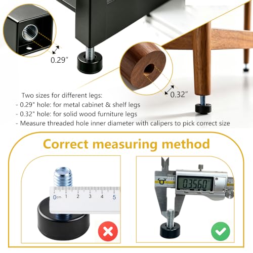 8 Pack Adjustable Furniture Levelers, 3/8"-16 UNC Threaded Leveling Feet
