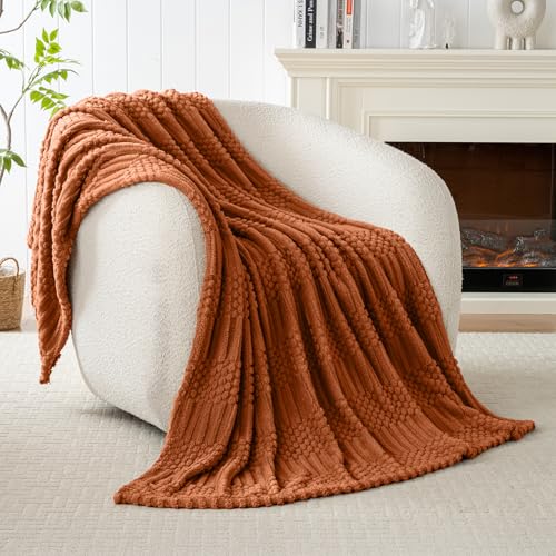 60x80 Inch Rust Twin Fleece Blanket - Soft, Cozy & Aesthetic