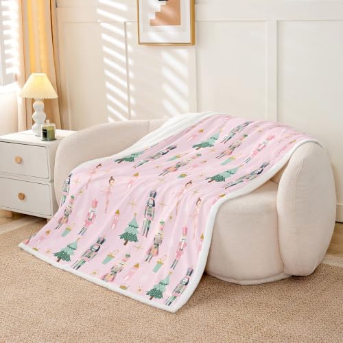 Feelyou Pink Christmas Throw Blanket Twin 60x80 Inches for Kids & Teens