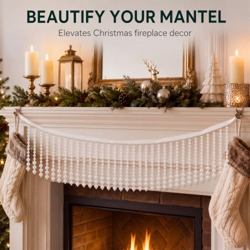 Civaner 6 ft Pearl Bead Garland for Christmas Tree and Home Decor