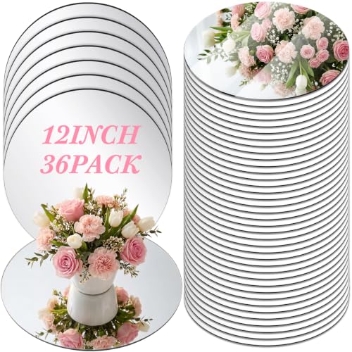36-Pack 12-Inch Round Mirror Centerpieces for Weddings and Party Decor