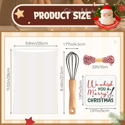 Baderke Christmas Gift Set with 20 Black Silicone & Wood Egg Whisks & Accessories