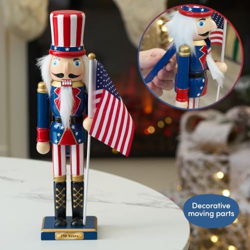 THE TWIDDLERS 250th Anniversary USA Nutcracker 12in Uncle Sam - American Flag Decorative Christmas Ornament