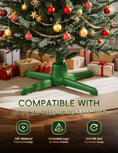 Green 360° Rotating Christmas Tree Stand for Up to 7.5ft Artificial Trees