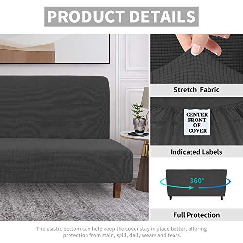 Waterproof Futon Cover - Stretch Slipcover for Sofa Bed, Dark Gray