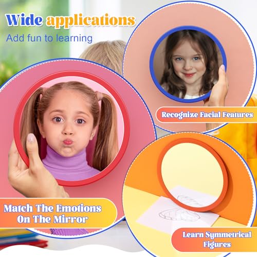 10 Pcs Kids Acrylic Mirrors, 6x6 Inch Shatterproof Craft Mirrors for Classroom